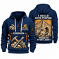 Stonemason Work with Purpose Quarter Zip Hoodie Navy front and back