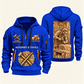 Stonemason Golden Craft Quarter Zip Hoodie Blue front and back