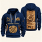 Stonemason Golden Craft Quarter Zip Hoodie Navy front and back