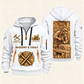 Stonemason Golden Craft Quarter Zip Hoodie White front and back