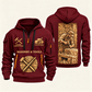 Stonemason Golden Craft Quarter Zip Hoodie Wine Red front and back
