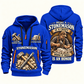 Stonemason Craft and Honor Quarter Zip Hoodie Blue front and back