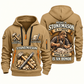 Stonemason Craft and Honor Quarter Zip Hoodie Khaki front and back