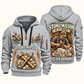 Stonemason Craft and Honor Quarter Zip Hoodie Light Grey front and back
