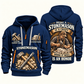 Stonemason Craft and Honor Quarter Zip Hoodie Navy front and back