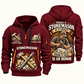 Stonemason Craft and Honor Quarter Zip Hoodie Wine Red front and back