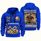 Stonemason Built with Pride Quarter Zip Hoodie Blue front and back