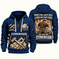 Stonemason Built with Pride Quarter Zip Hoodie Navy front and back