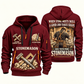 Stonemason Built with Pride Quarter Zip Hoodie Wine Red front and back