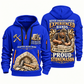 Stonemason Experienced Hands Quarter Zip Hoodie Blue front and back