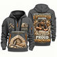 Stonemason Experienced Hands Quarter Zip Hoodie Gray front and back