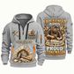 Stonemason Experienced Hands Quarter Zip Hoodie Light Grey front and back