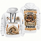 Stonemason Experienced Hands Quarter Zip Hoodie White front and back