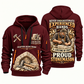 Stonemason Experienced Hands Quarter Zip Hoodie Wine Red front and back