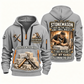 Stonemason Skills Remain Quarter Zip Hoodie Light Grey front and back