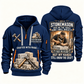 Stonemason Skills Remain Quarter Zip Hoodie Navy front and back