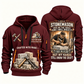 Stonemason Skills Remain Quarter Zip Hoodie Wine Red front and back