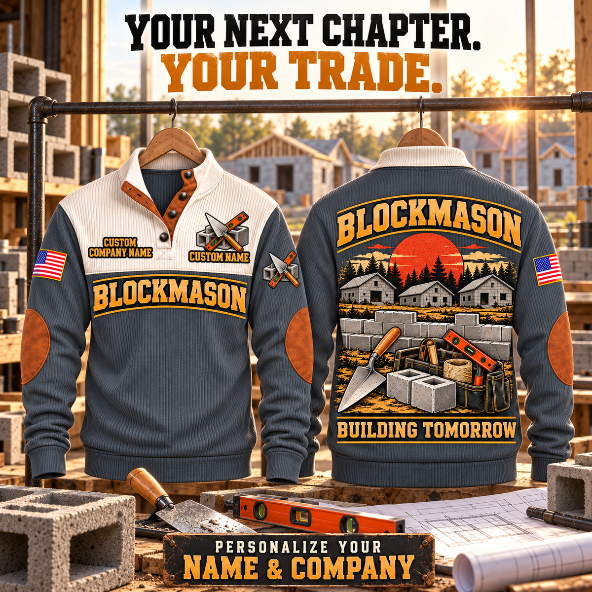 Blockmason Building Tomorrow Sports Sweatshirt Grey listing hero