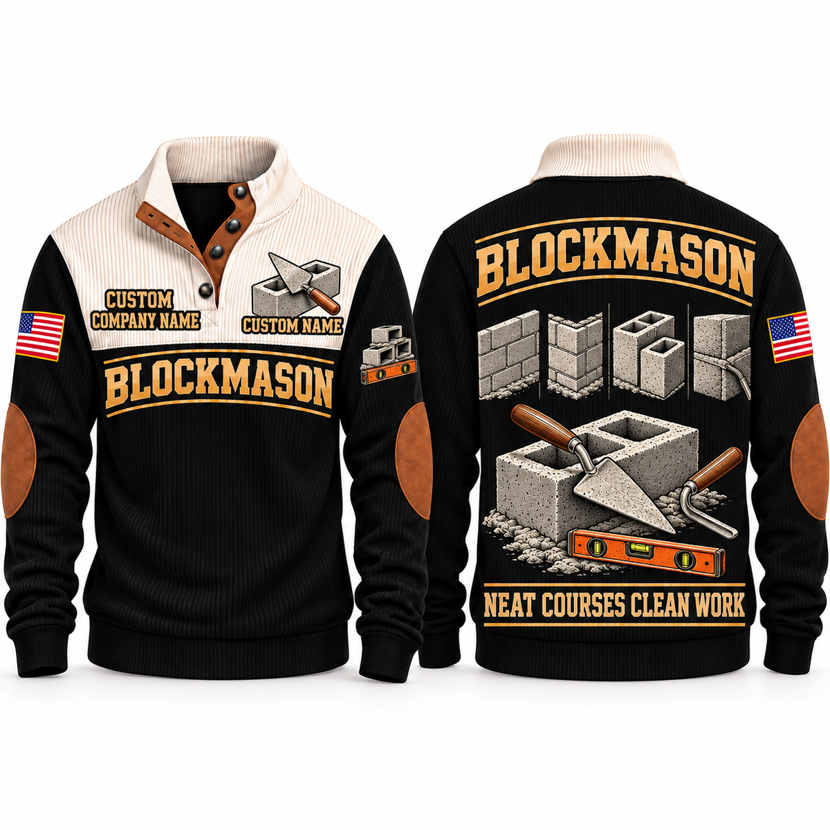 Blockmason Clean Courses Sports Sweatshirt Black front and back
