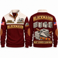 Blockmason Clean Courses Sports Sweatshirt Jujube Red front and back