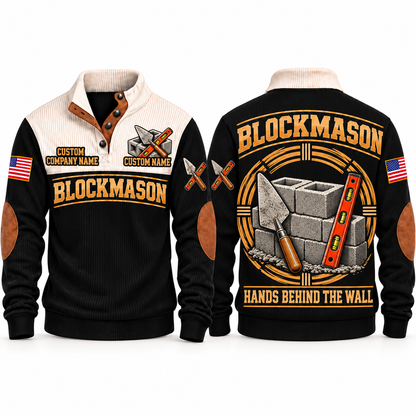 Blockmason Hands Behind the Wall Sports Sweatshirt Black front and back
