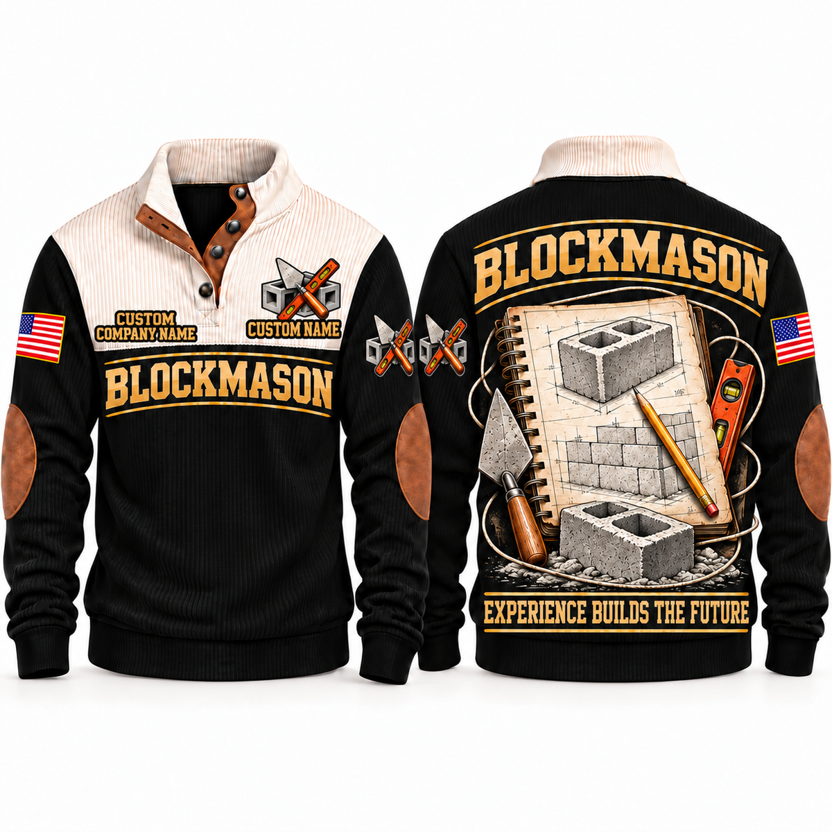 Blockmason Knowledge Carried Forward Sports Sweatshirt Black front and back