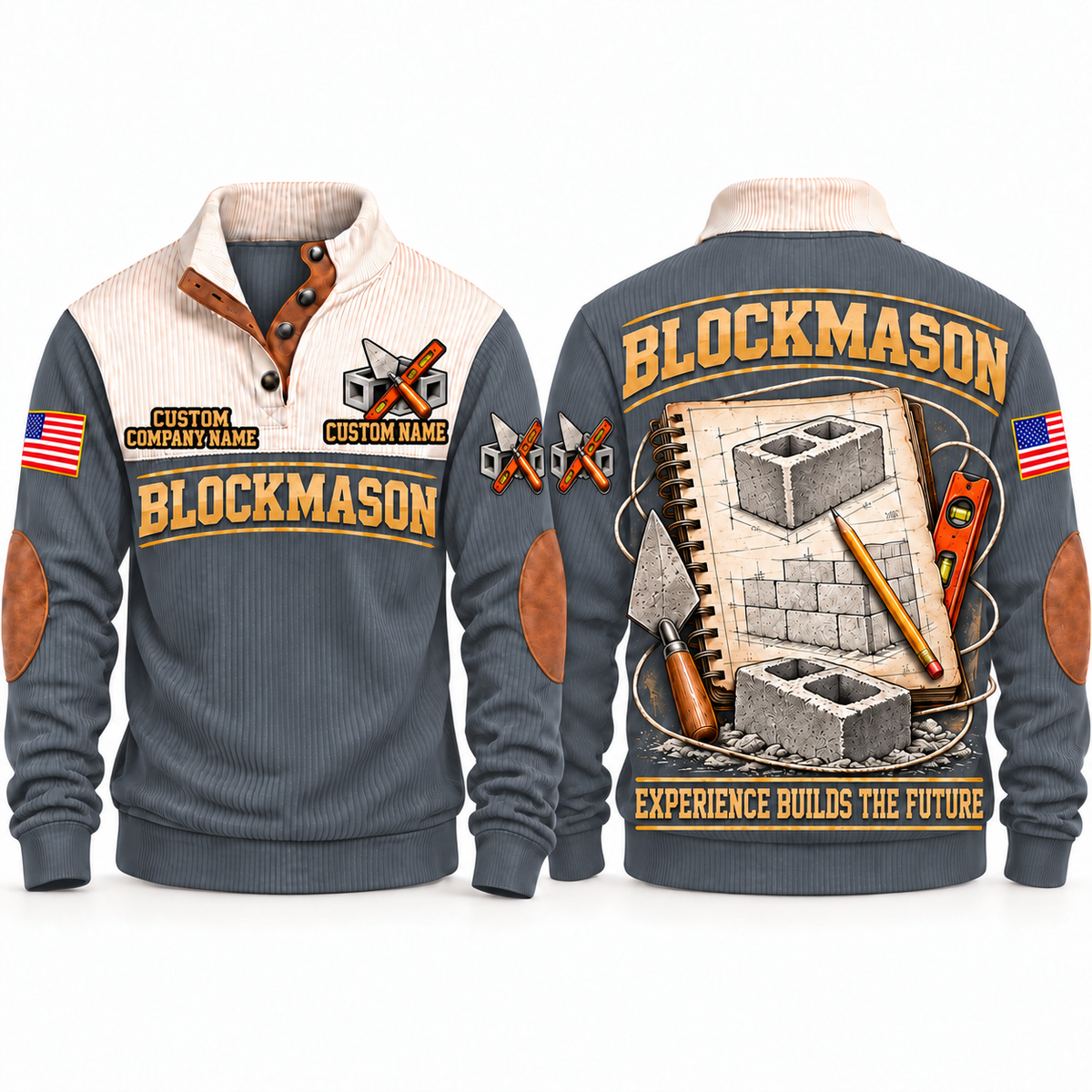 Blockmason Knowledge Carried Forward Sports Sweatshirt Grey front and back