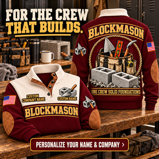 Blockmason Masonry Crew Sports Sweatshirt Jujube Red listing hero