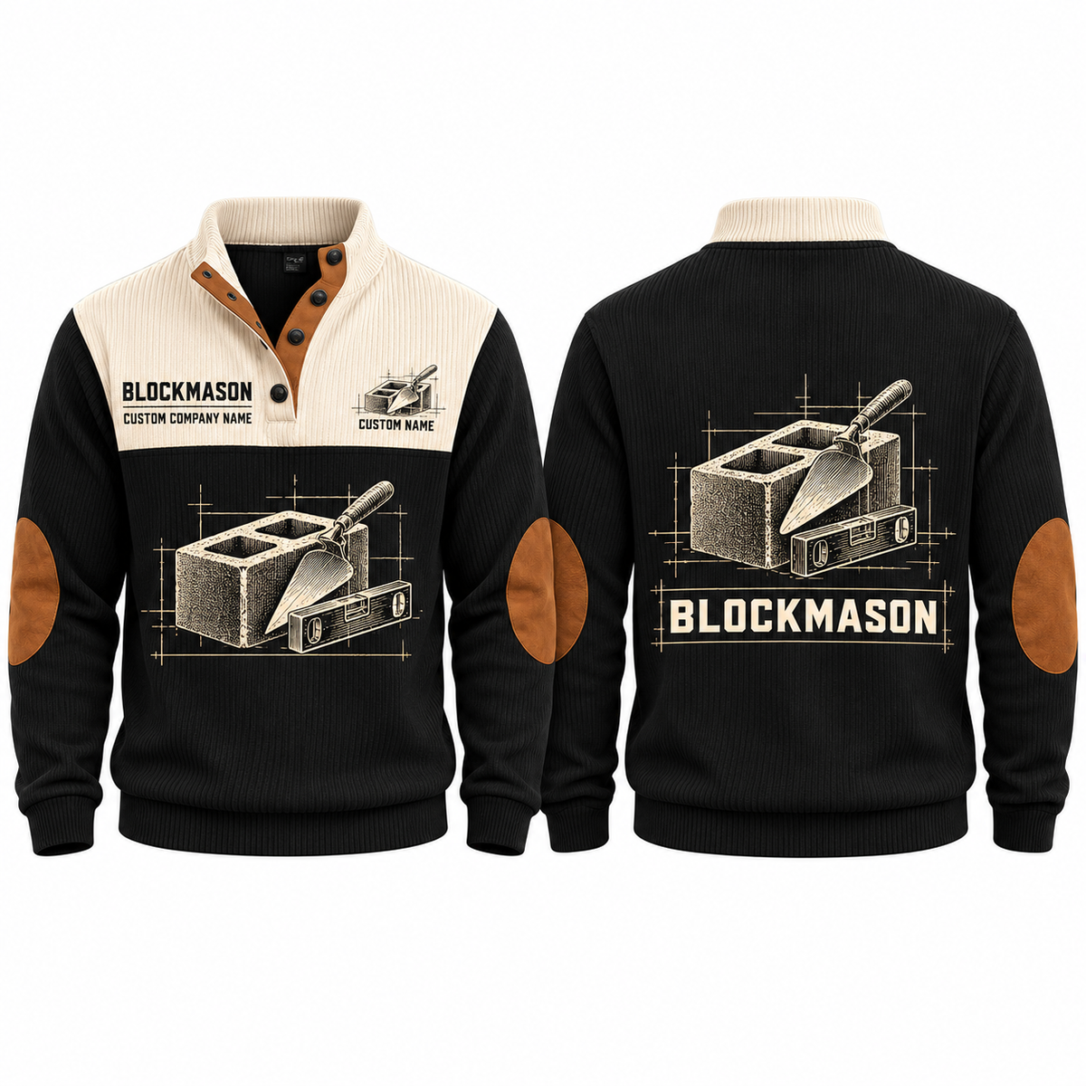 Blockmason Measured Craft Sports Sweatshirt Black front and back