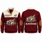 Blockmason Measured Craft Sports Sweatshirt Jujube Red front and back