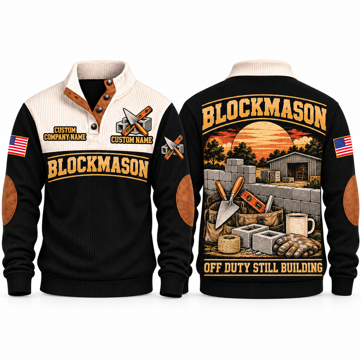 Blockmason Shift Finished Sports Sweatshirt Black front and back