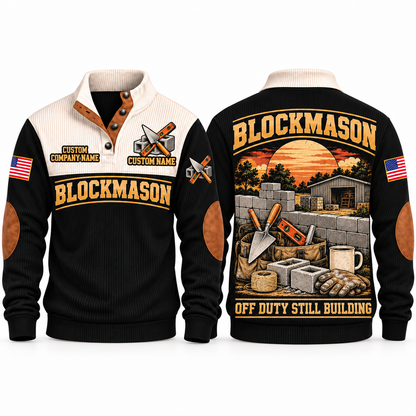 Blockmason Shift Finished Sports Sweatshirt Black front and back