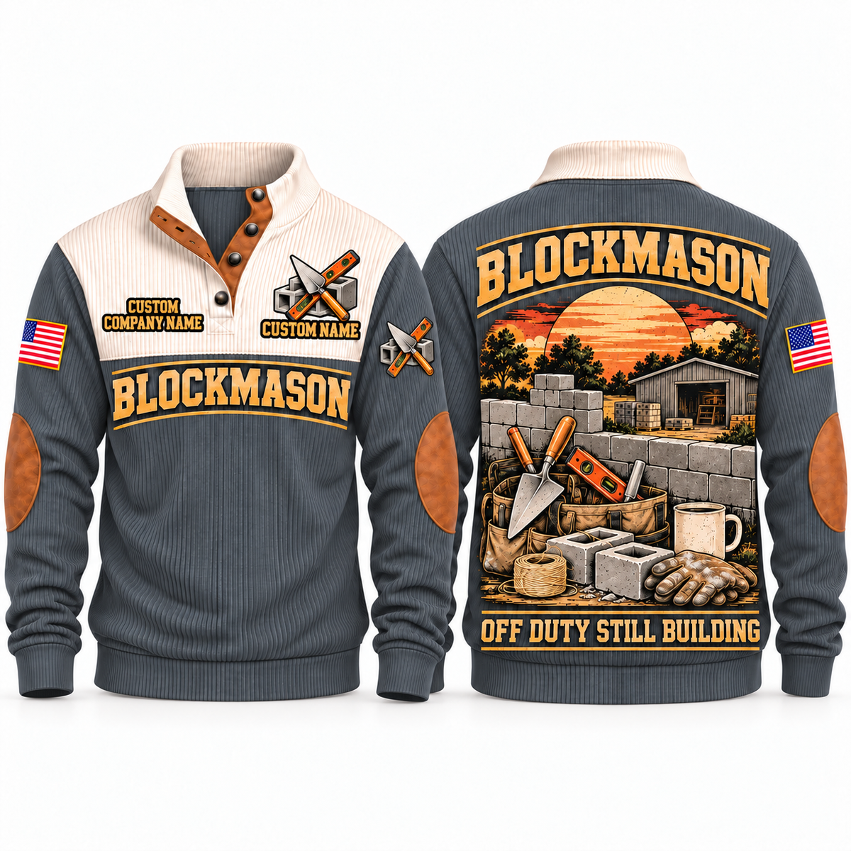 Blockmason Shift Finished Sports Sweatshirt Grey front and back