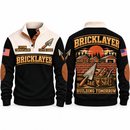 Bricklayer Building Tomorrow Sports Sweatshirt Black front and back