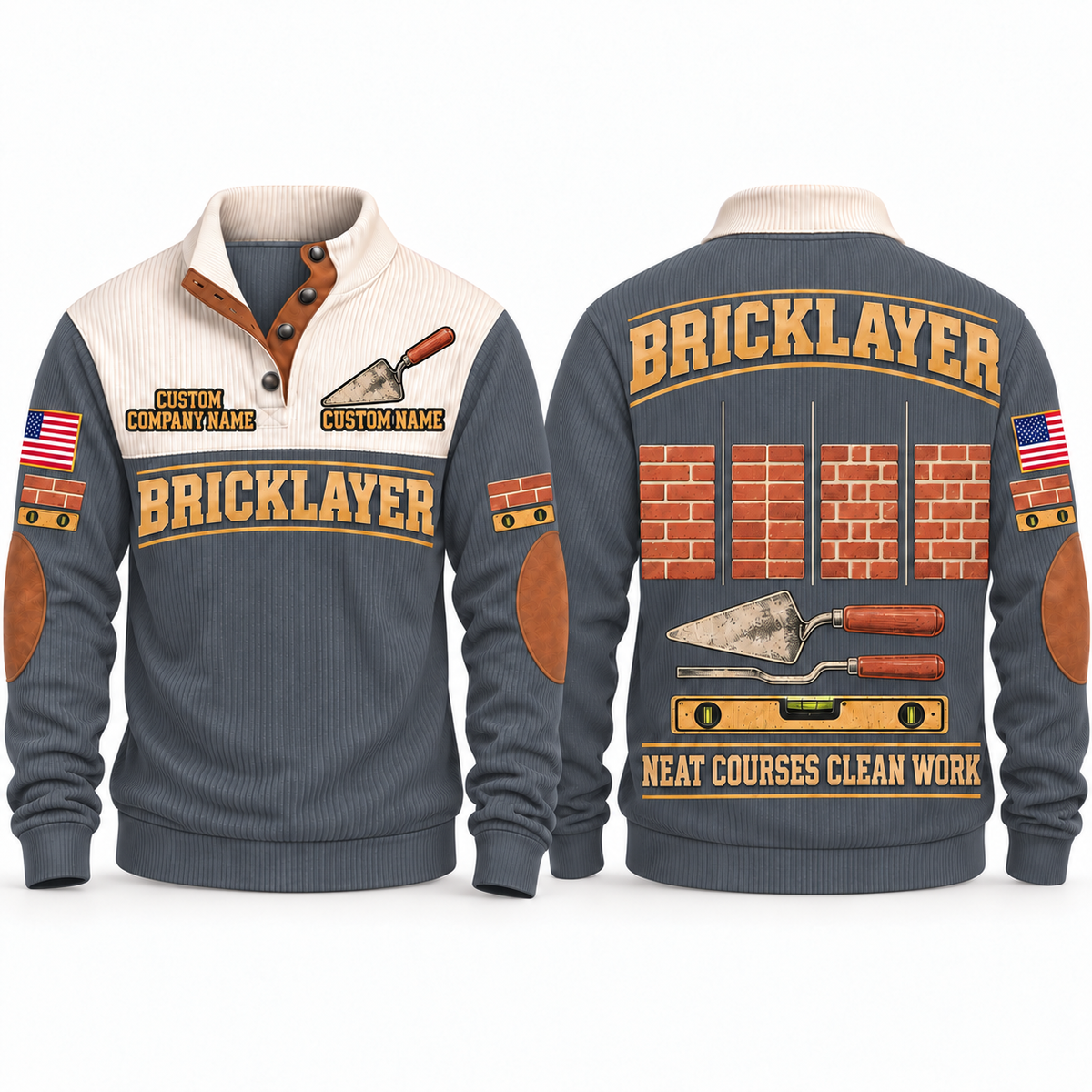 Bricklayer Clean Courses Sports Sweatshirt Grey front and back