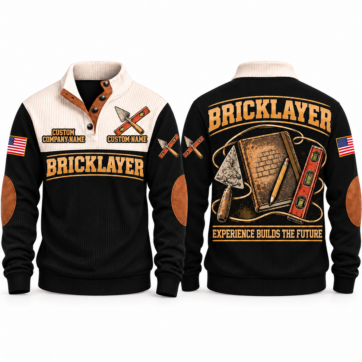 Bricklayer Knowledge Carried Forward Sports Sweatshirt Black front and back