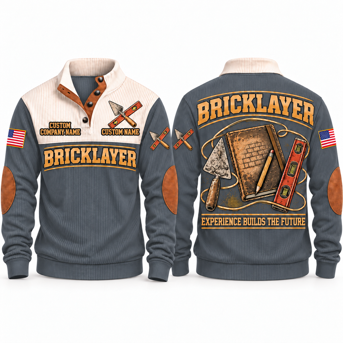 Bricklayer Knowledge Carried Forward Sports Sweatshirt Grey front and back