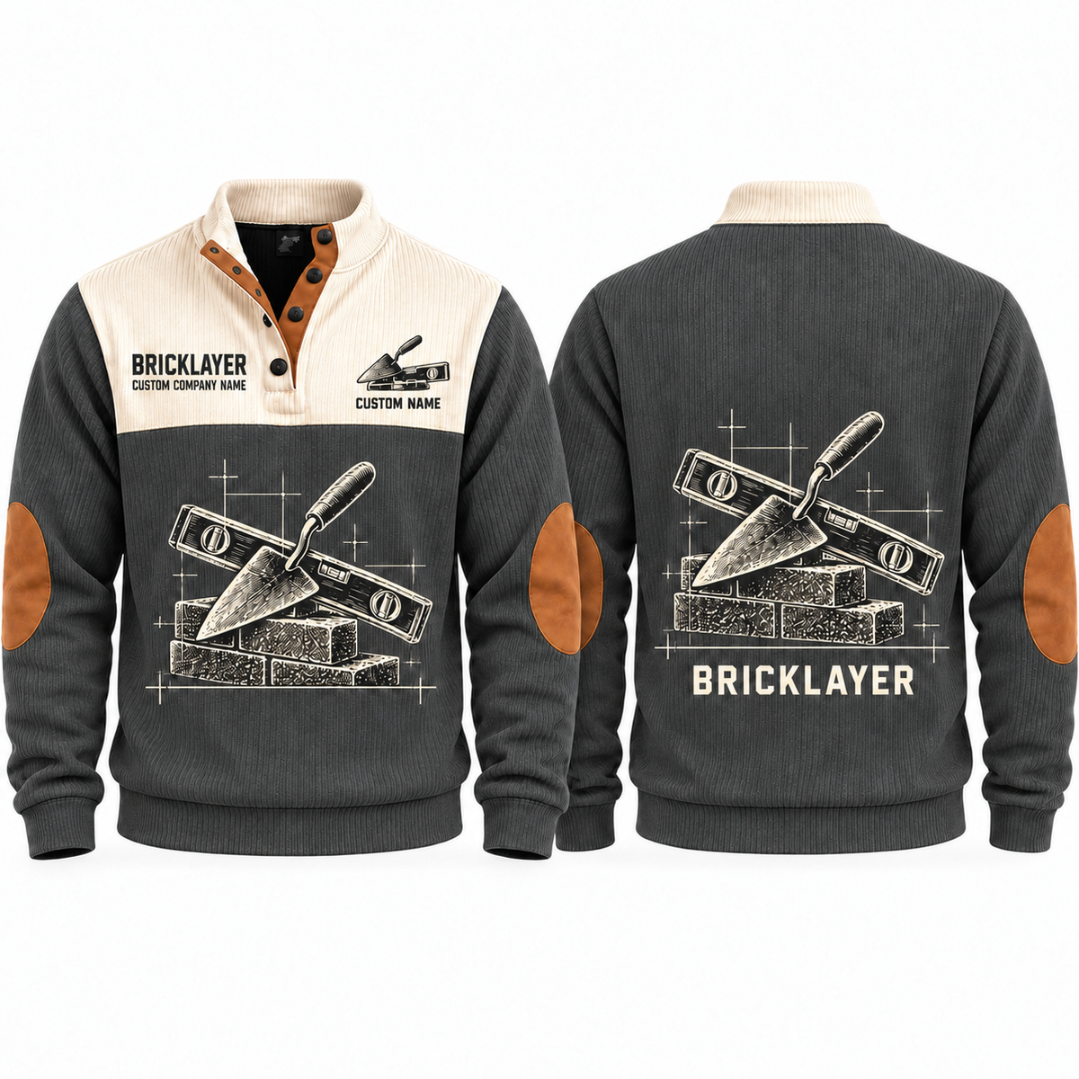 Bricklayer Measured Craft Sports Sweatshirt Grey front and back