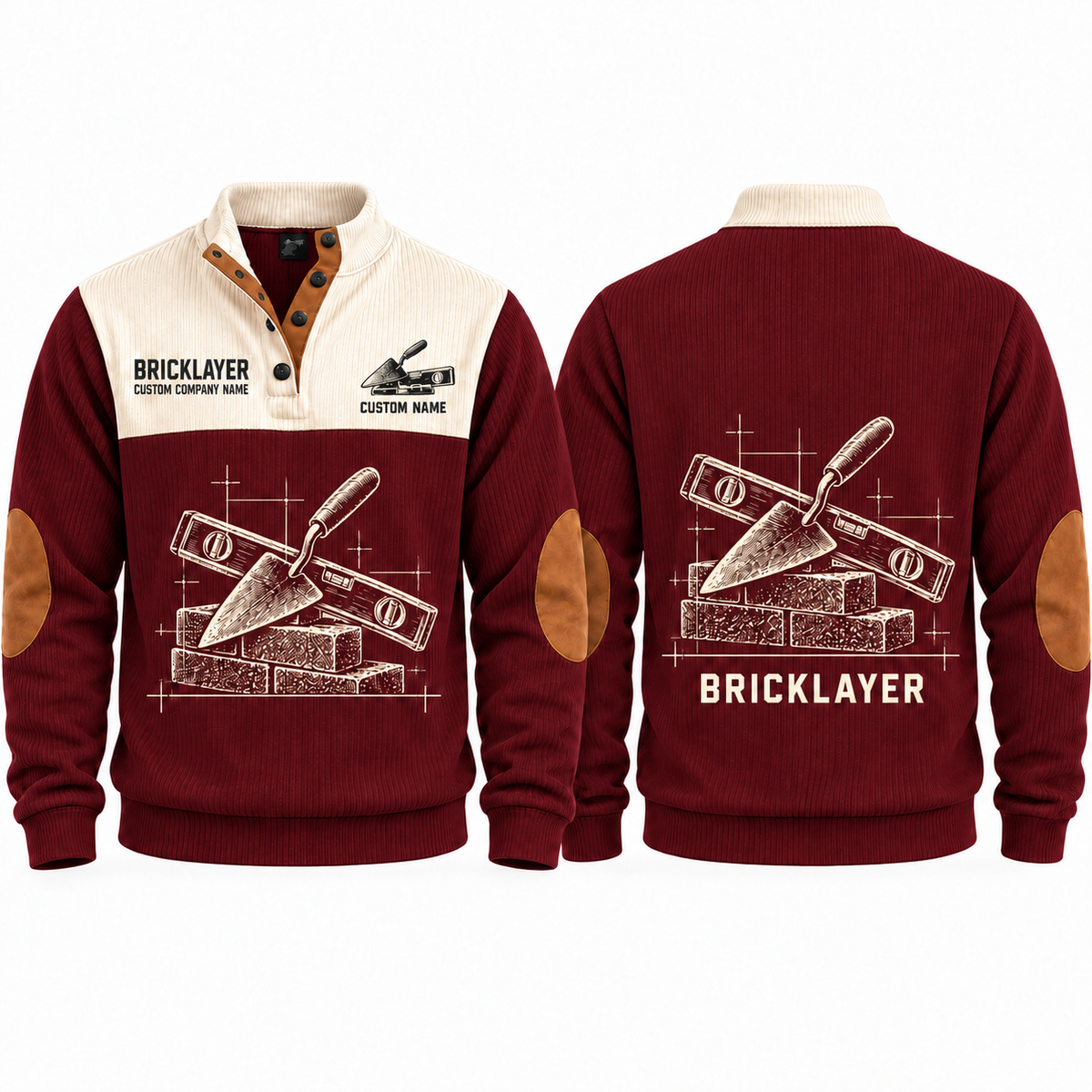 Bricklayer Measured Craft Sports Sweatshirt Jujube Red front and back