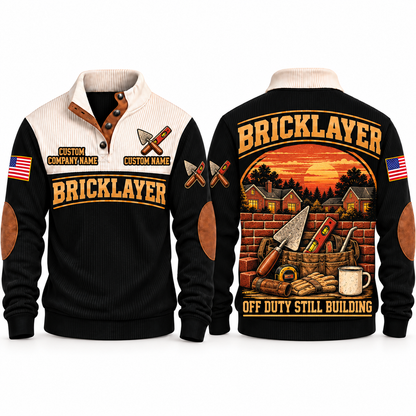 Bricklayer Shift Finished Sports Sweatshirt Black front and back