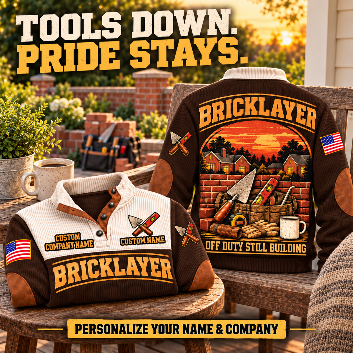 Bricklayer Shift Finished Sports Sweatshirt Brown listing hero