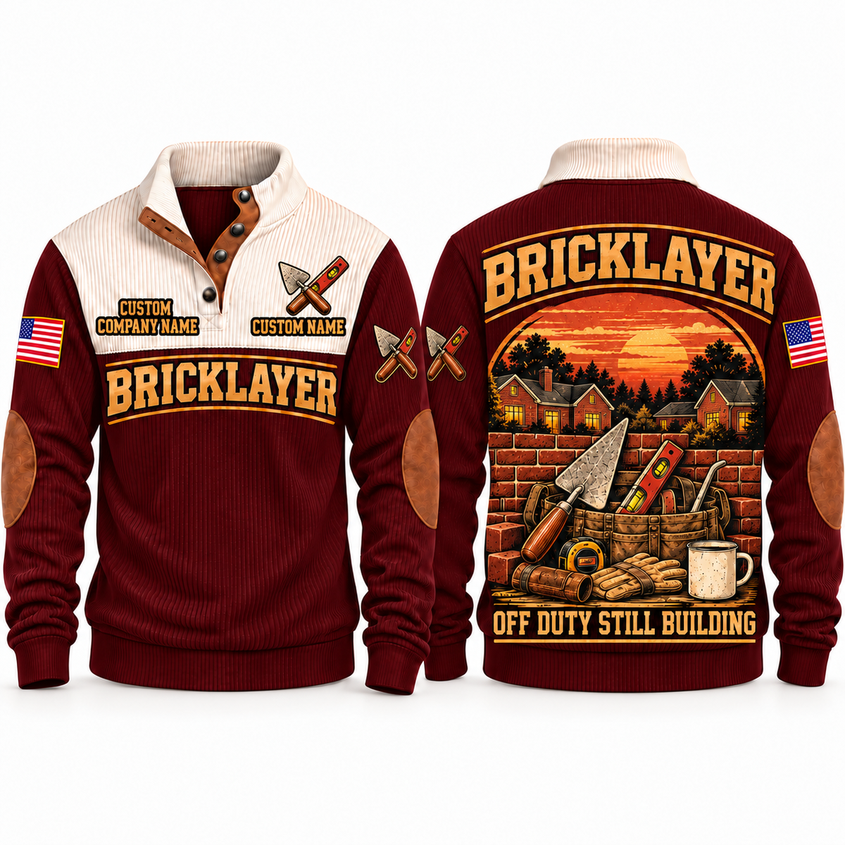 Bricklayer Shift Finished Sports Sweatshirt Jujube Red front and back