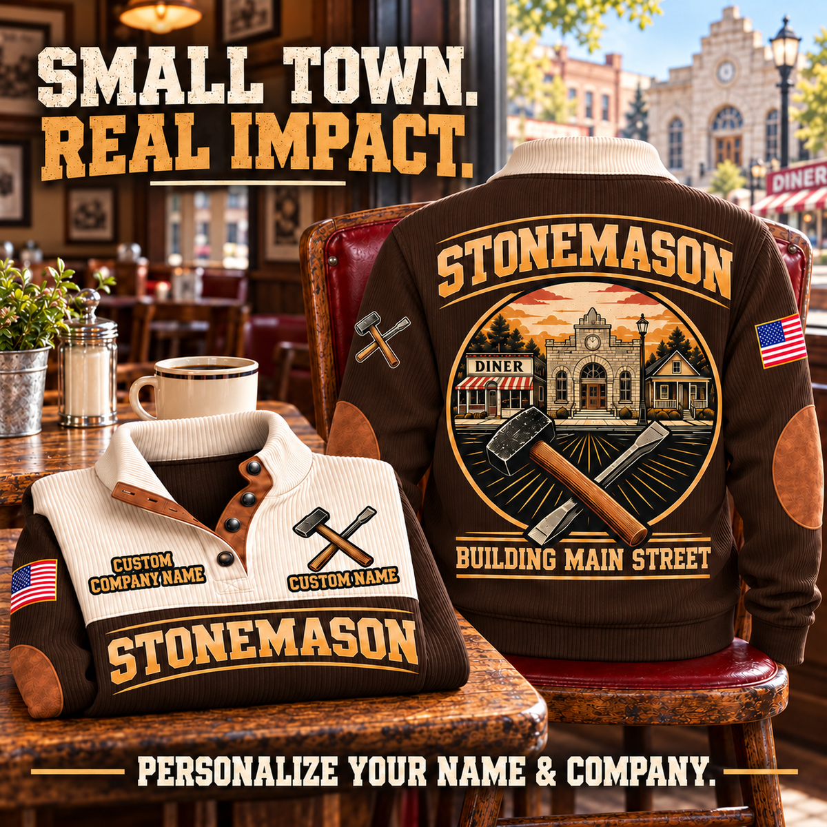 Stonemason Building Main Street Sports Sweatshirt Brown listing hero