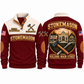Stonemason Building Main Street Sports Sweatshirt Jujube Red front and back