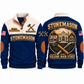 Stonemason Building Main Street Sports Sweatshirt Navy front and back