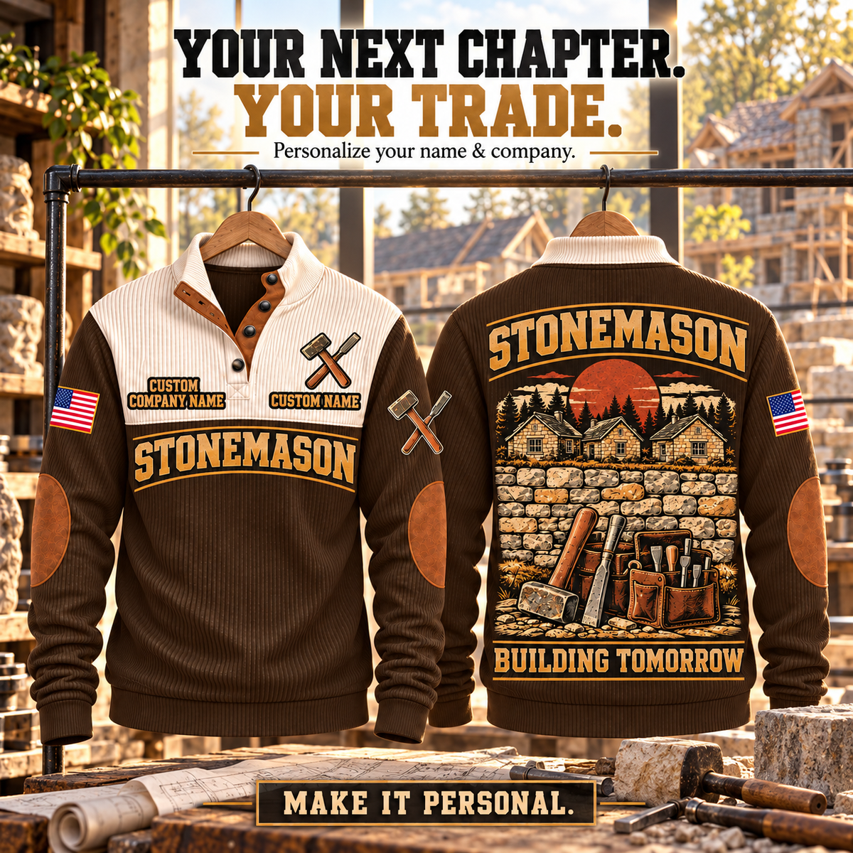 Stonemason Building Tomorrow Sports Sweatshirt Brown listing hero
