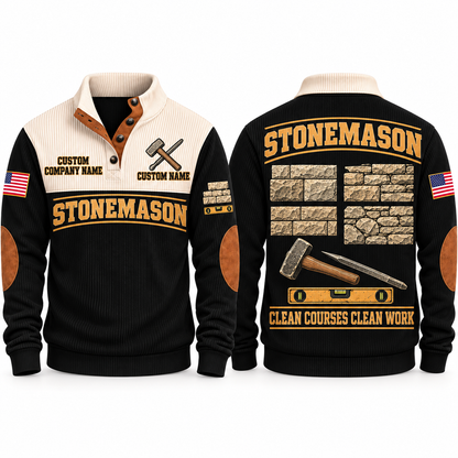 Stonemason Clean Courses Sports Sweatshirt Black front and back