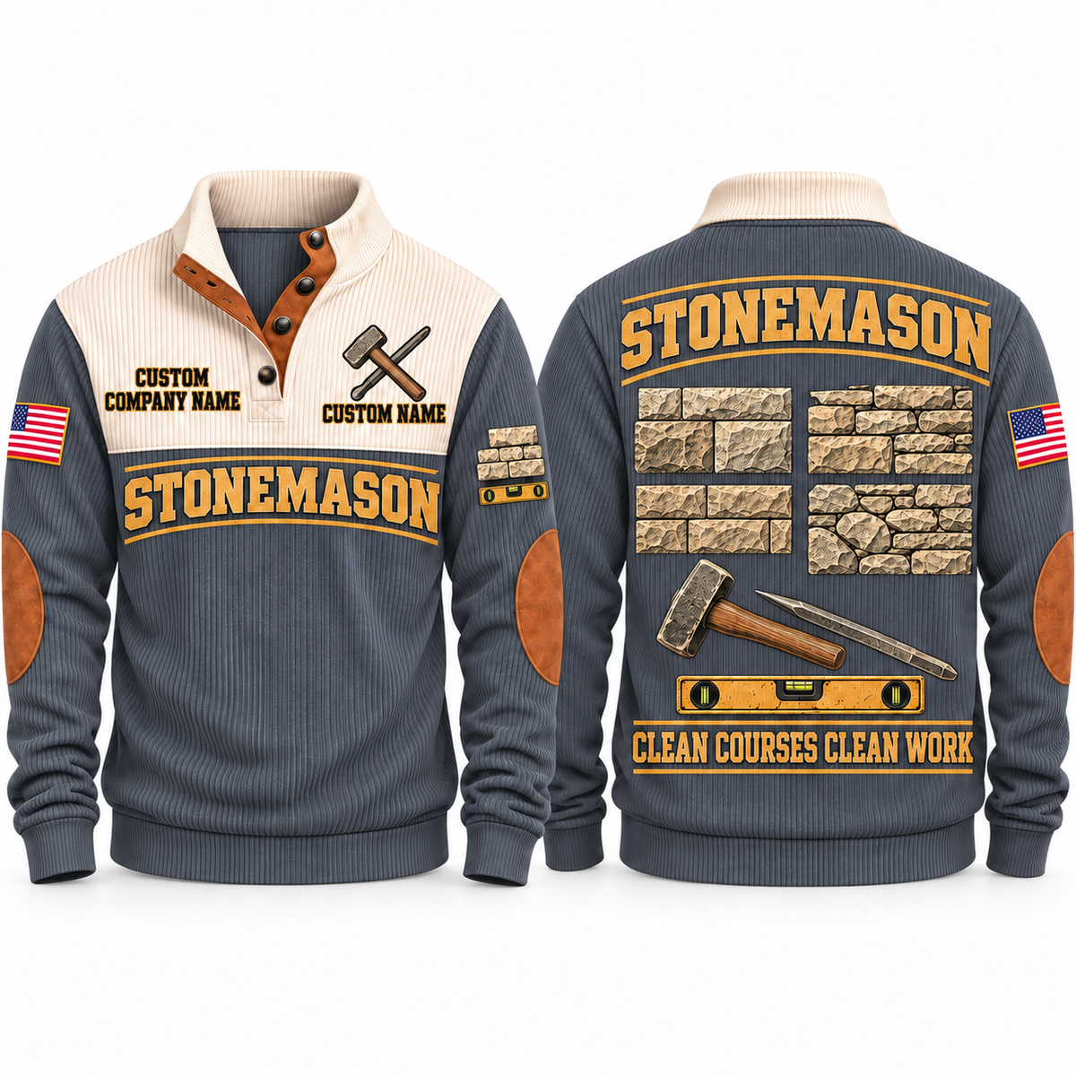 Stonemason Clean Courses Sports Sweatshirt Grey front and back