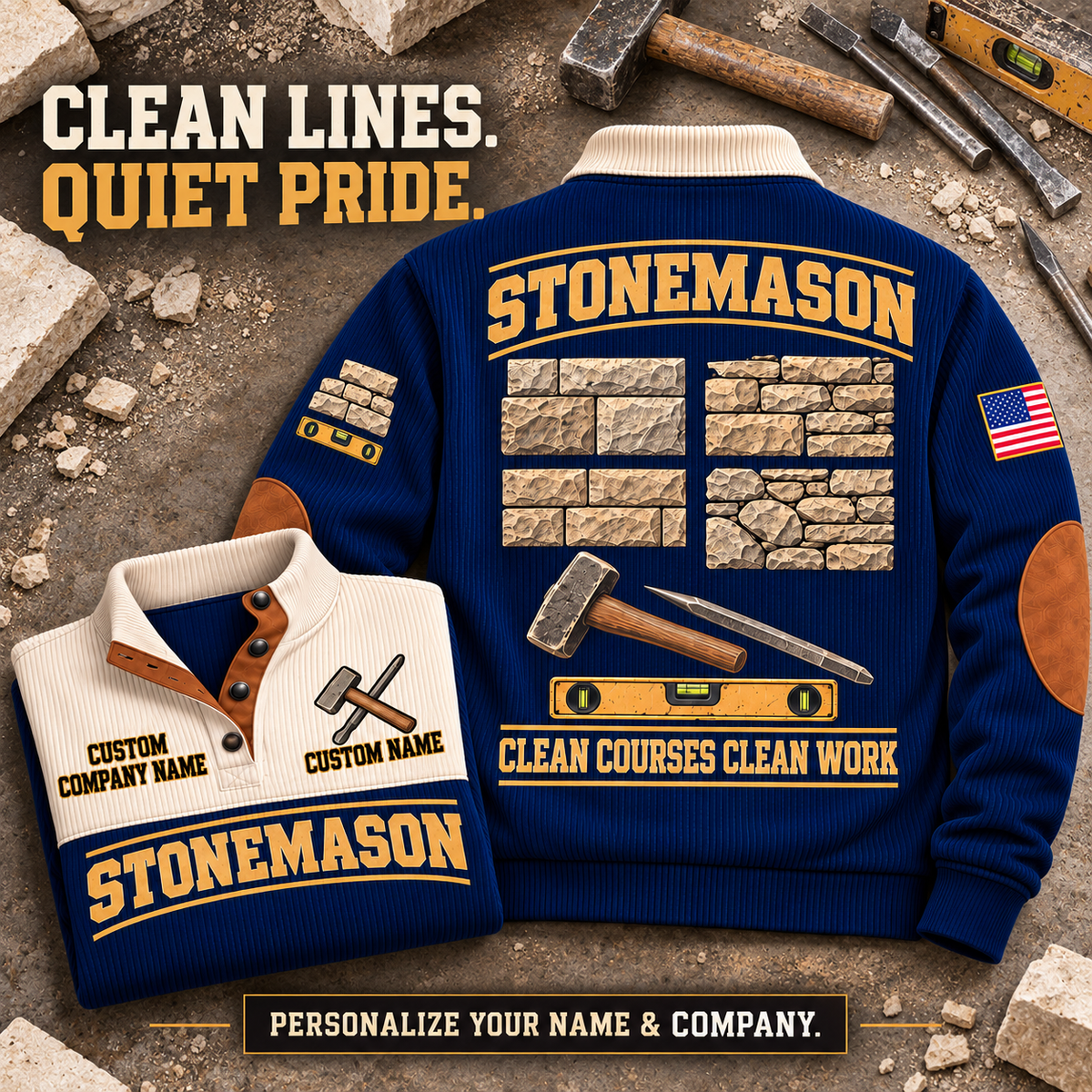 Stonemason Clean Courses Sports Sweatshirt Navy listing hero