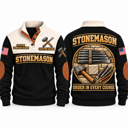Stonemason Course Perfection Sports Sweatshirt Black front and back